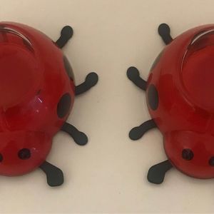 Set of 2 Partylite Ladybug Candle Holders Tealight Votive Red And Black Metal